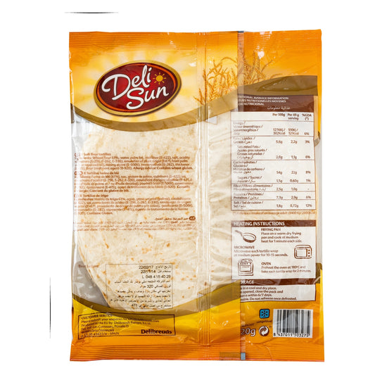 Delisun Soft Tortilla Wraps 320g - 20 pieces carton