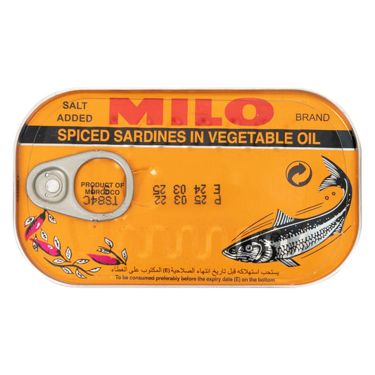 Milo spiced sardines in vegetable oil 125g canned fish uae