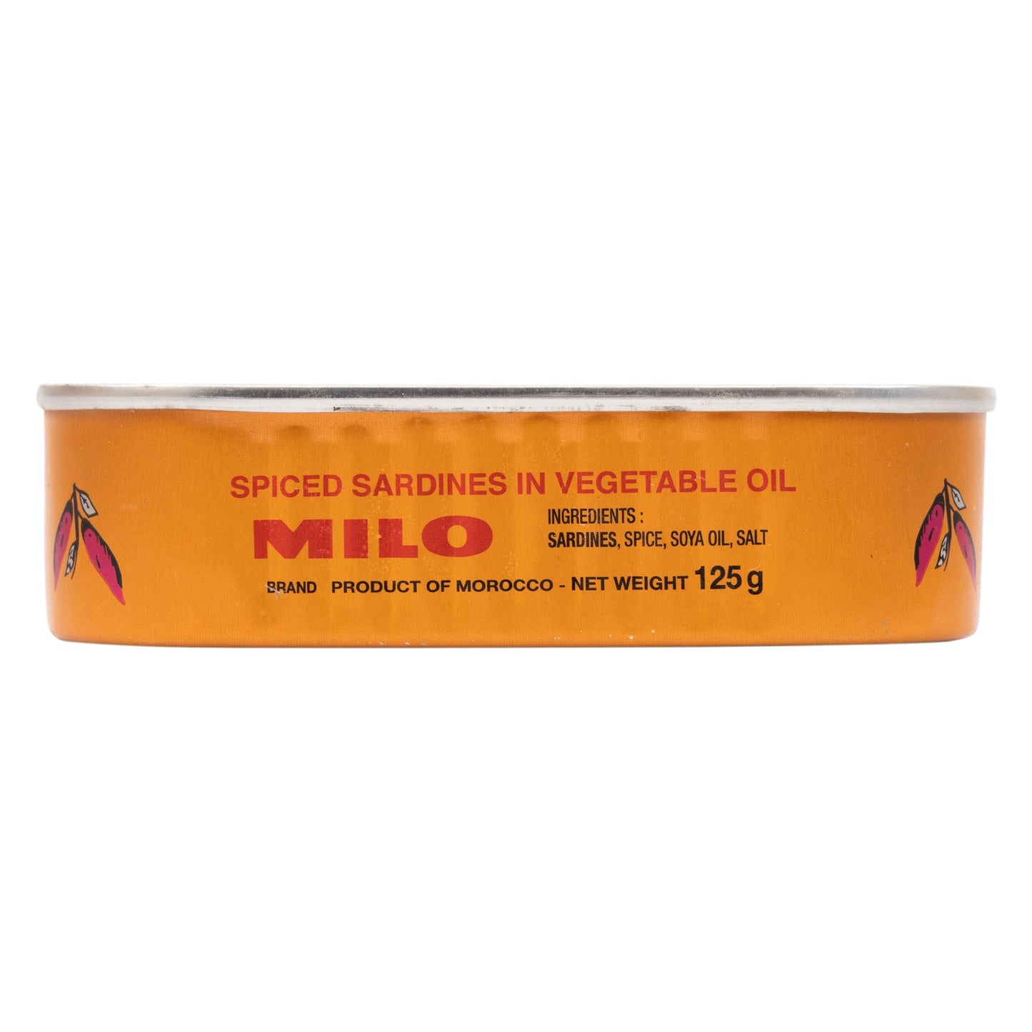 Milo spiced sardines in vegetable oil 125g canned fish side view