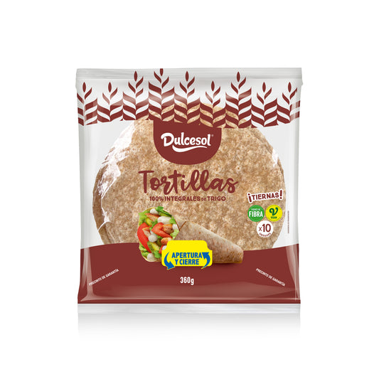 Dulcesol Whole Wheat Soft Tortilla Wraps 360g - whole grain